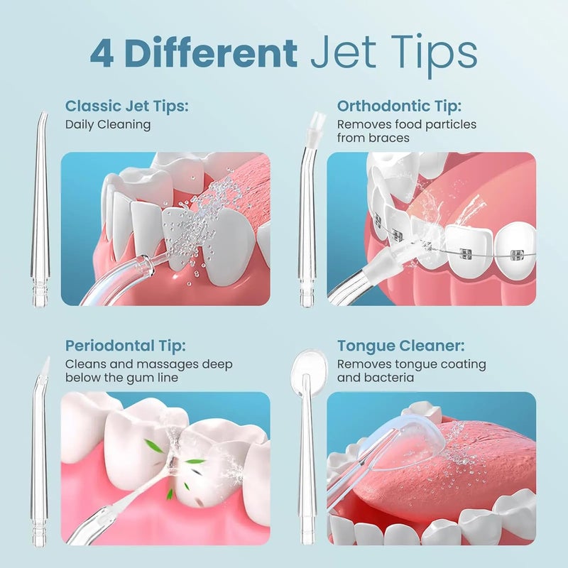 Water Flosser Cordless for Teeth Cleaning - 230ML Tank, 4 Replaceable Jet Tips, 3 Adjustable Modes (Soft, Normal, Pulse) - IPX7 Waterproof, USB Rechargeable Oral Irrigator for Braces, Gum - Image 3